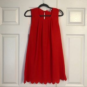 Orange/Red Sleeveless Scalloped Dress